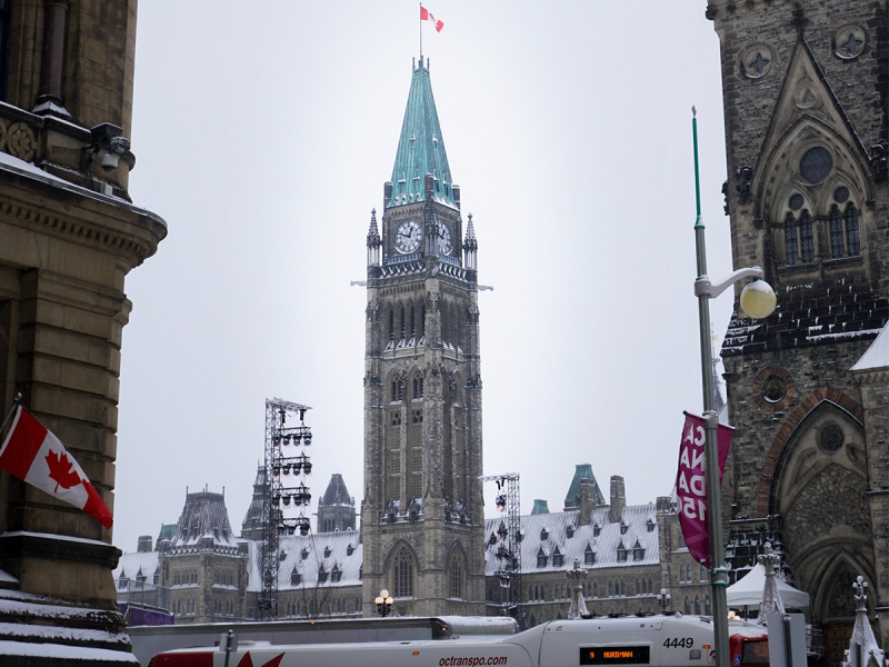 Parliament of Canada during winter