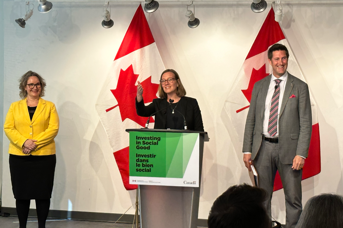Minister for Families, Children, and Social Development Karina Gould launching the Social Finance Fund
