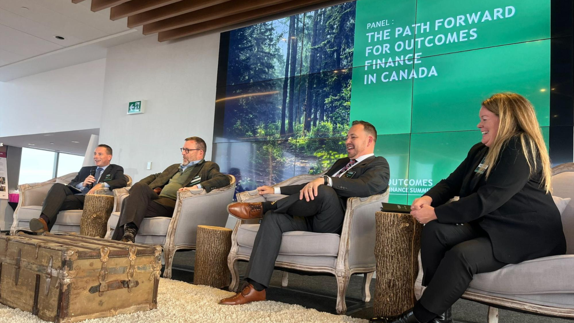 Second and third from the left, Derek Ballantyne, CEO of Boann Social Impact, and Jeff Cyr, co-founder of Raven Indigenous Capital Partners, at the Outcomes Finance Summit