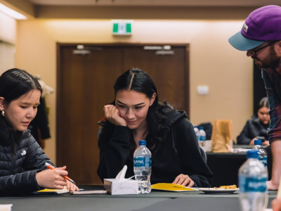 Photo of EntrepreNorth Program Manager Dave de Lugt, right, at a recent event in Rankin Inlet, NU.