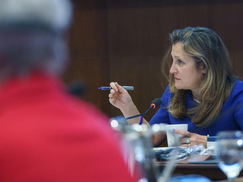 Photo of Canadian Finance Minister Chrystia Freeland at a recent working session.