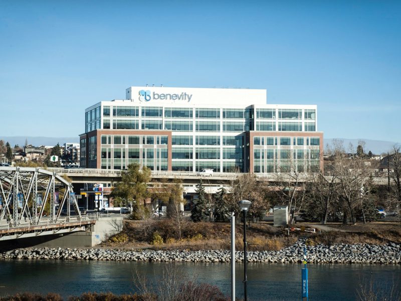 volunteers Benevity building