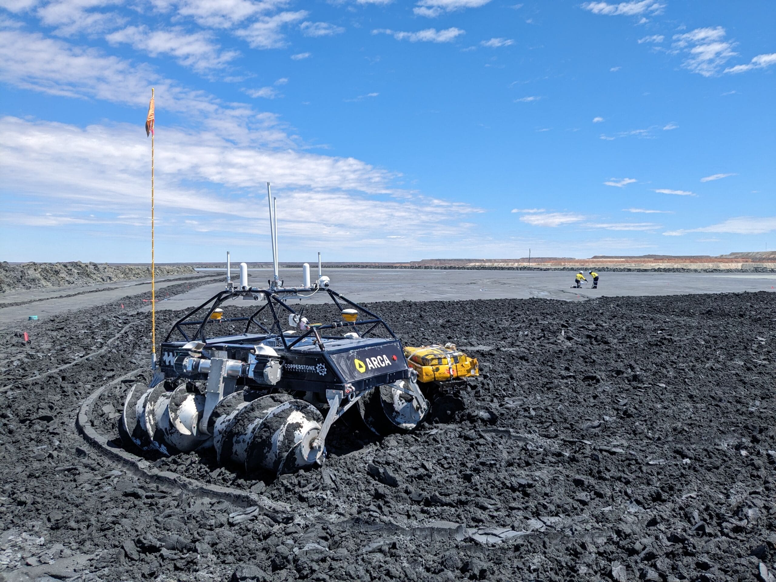 An Arca rover works on mine waste. (Arca/Supplied photo.)